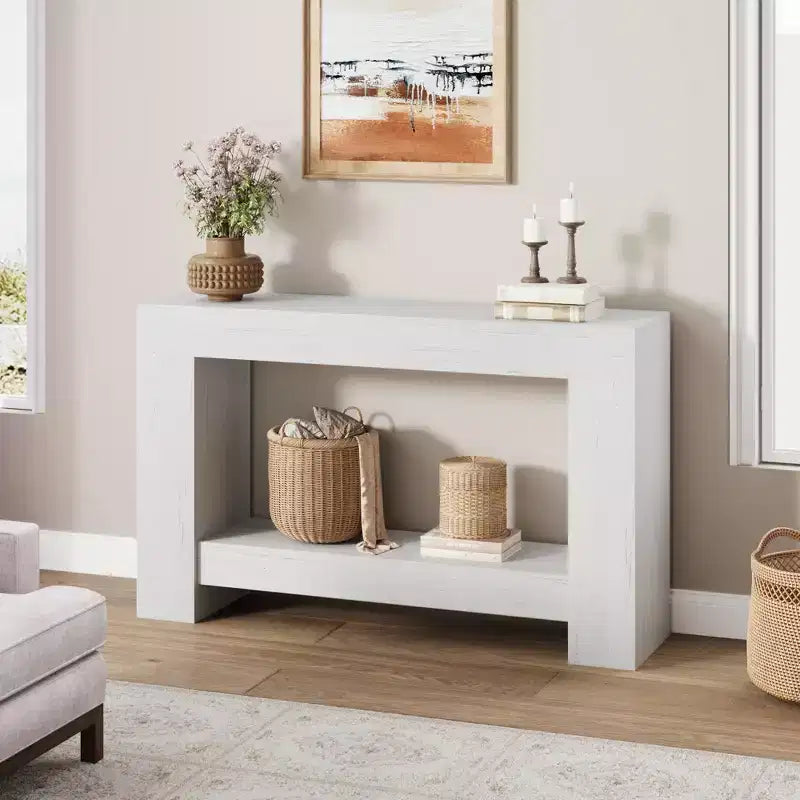 Console de ferme avec étagère de rangement à 2 niveaux