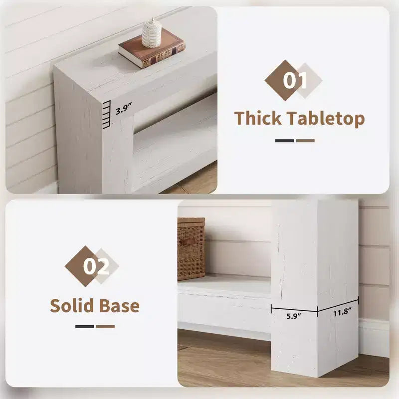 Console de ferme avec étagère de rangement à 2 niveaux