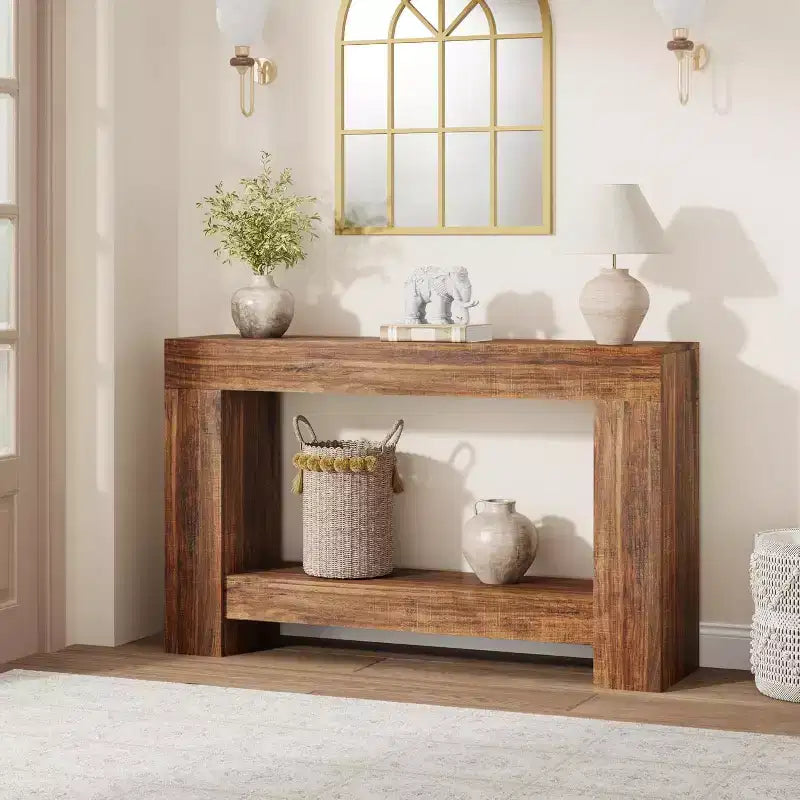 Console de ferme avec étagère de rangement à 2 niveaux