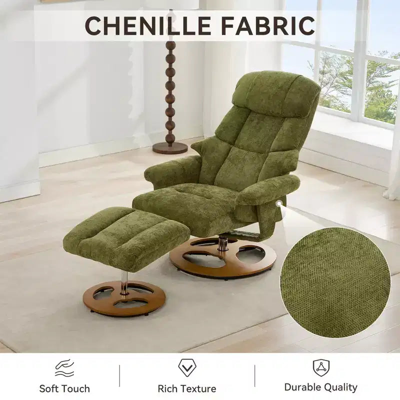 Fauteuil inclinable avec ottoman, fauteuil inclinable massant pivotant avec chauffage