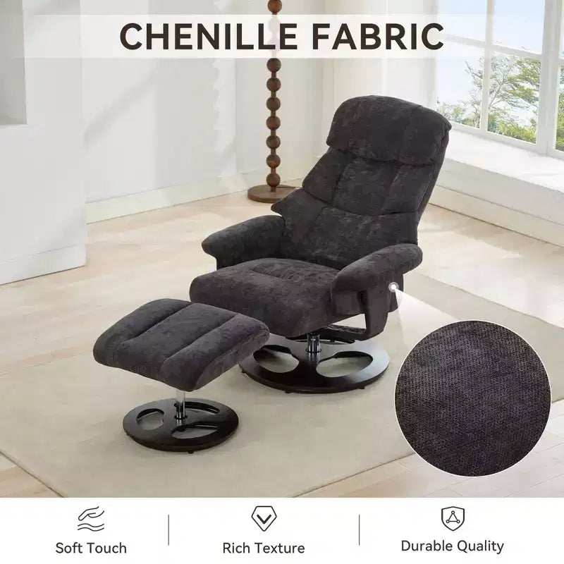 Fauteuil inclinable avec ottoman, fauteuil inclinable massant pivotant avec chauffage
