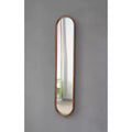 9.5 x 47.2 Inch Elongated Oval Wall Mirror with Brown Rubber Frame