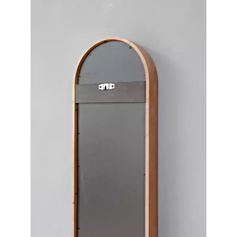 Miroir mural ovale allongé de 9,5 x 47,2 pouces avec cadre en caoutchouc marron