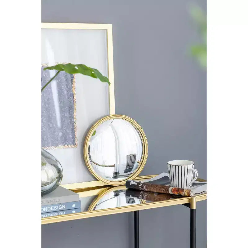 Miroir mural rond doré de 11 pouces avec cadre en fer
