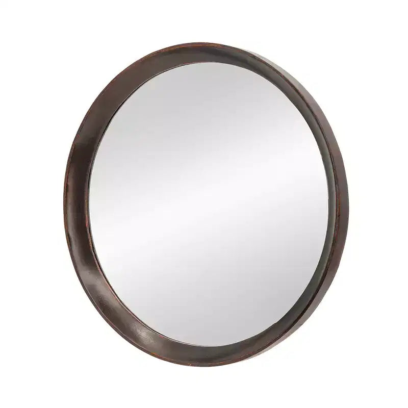 Miroir Mural Rond en Bois de Mangue