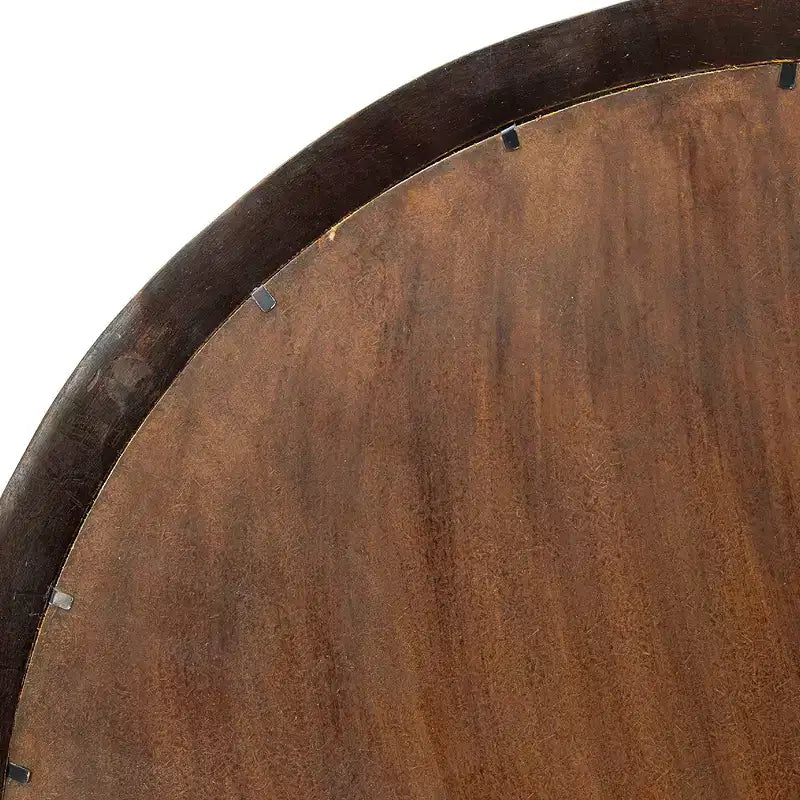 Miroir Mural Rond en Bois de Mangue