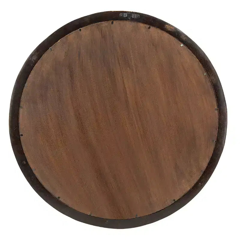 Miroir Mural Rond en Bois de Mangue