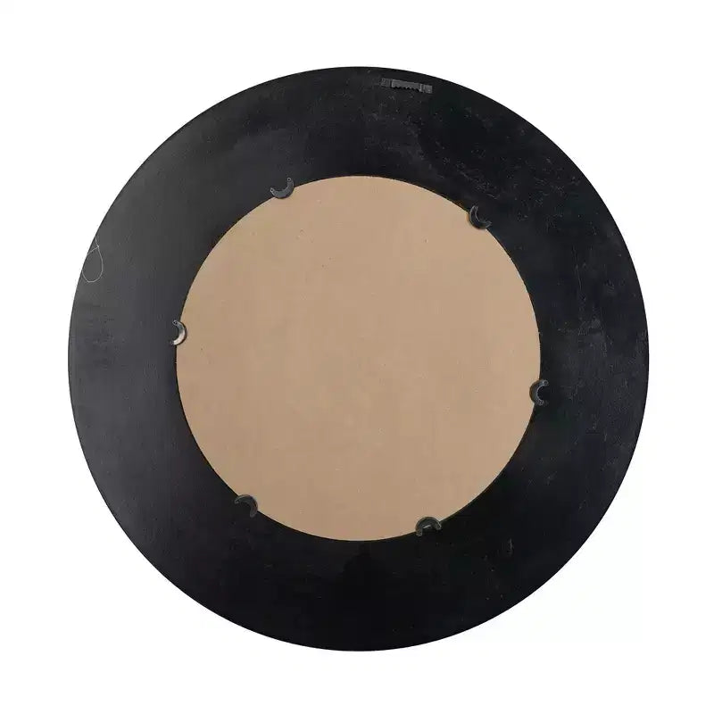 Miroir mural rond en bois doré et noir à texture tissée