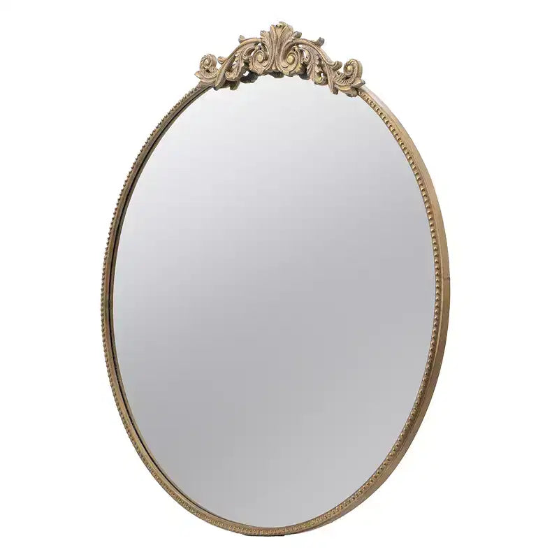 36 x 39 Inch Round Gold Wall Mirror with Metal Frame