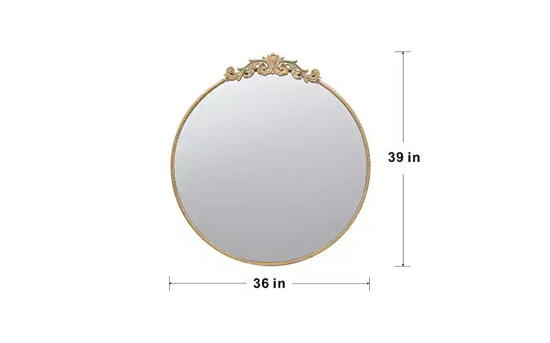 Miroir mural rond doré avec cadre en métal