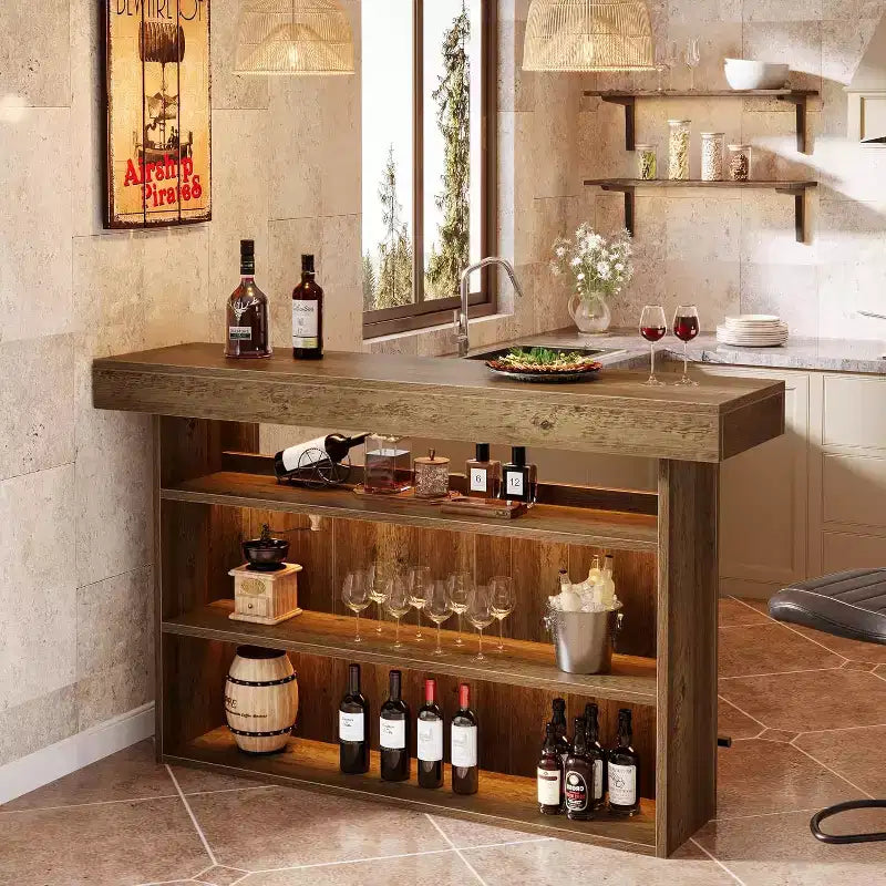 Table de bar 63, table de pub de hauteur comptoir à 4 niveaux, unité de bar moderne pour la maison