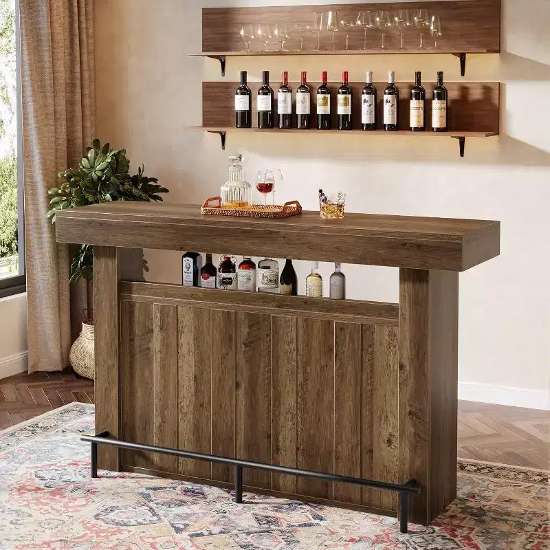 Table de bar 63, table de pub de hauteur comptoir à 4 niveaux, unité de bar moderne pour la maison