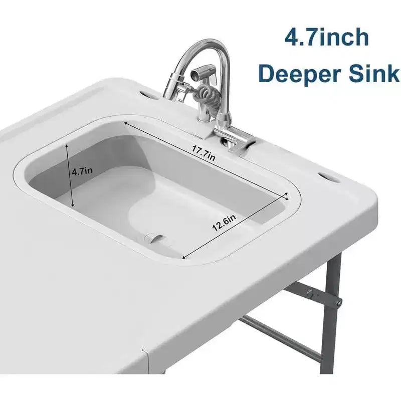 Table de nettoyage de poisson pliante avec évier pliable, table de camping portable