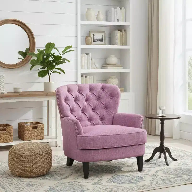 Chaise longue capitonnée à dossier incurvé