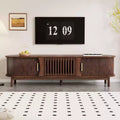 PexFix 66.9 Modern Farmhouse TV Stand for 75 TVs Wood Entertainment Center with Storage Cabinet TV Console Table for Living Room Bedroom Brown