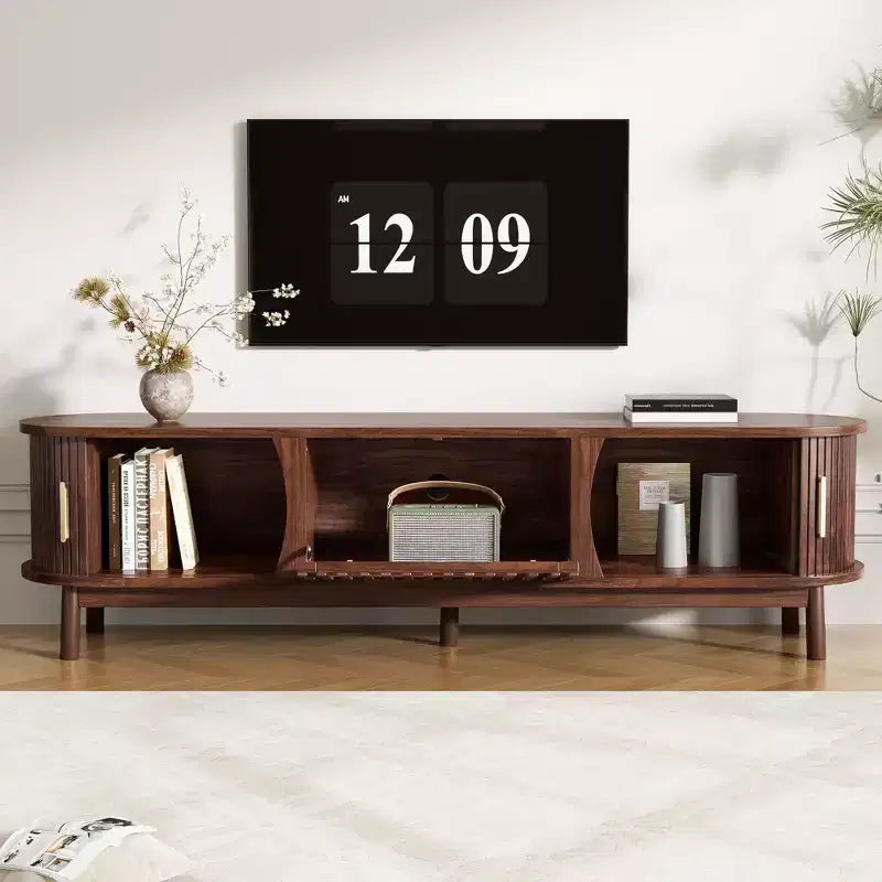 66.9 Meuble TV avec centre de divertissement de style ferme moderne et placard de rangement