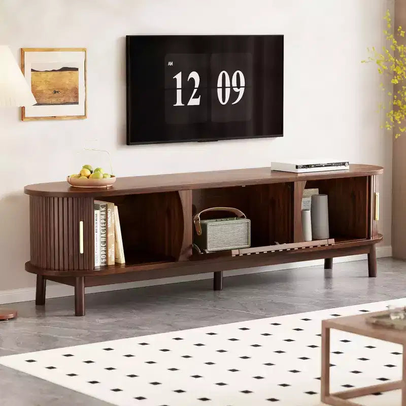 66.9 Meuble TV avec centre de divertissement de style ferme moderne et placard de rangement