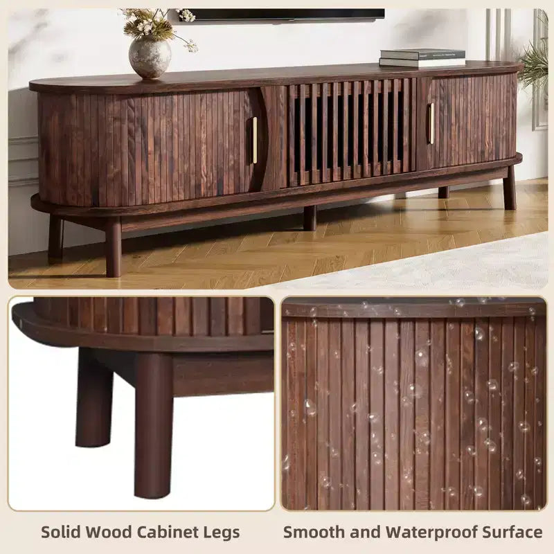 66.9 Meuble TV avec centre de divertissement de style ferme moderne et placard de rangement
