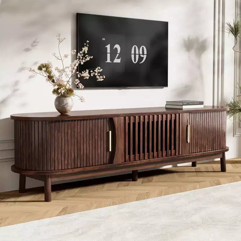 66.9 Meuble TV avec centre de divertissement de style ferme moderne et placard de rangement