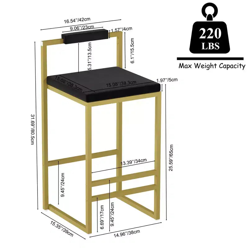 Lot de 2 tabourets de bar modernes en velours rembourrés avec repose-pieds