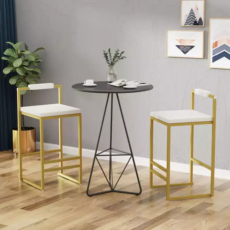 Lot de 2 tabourets de bar modernes en velours rembourrés avec repose-pieds