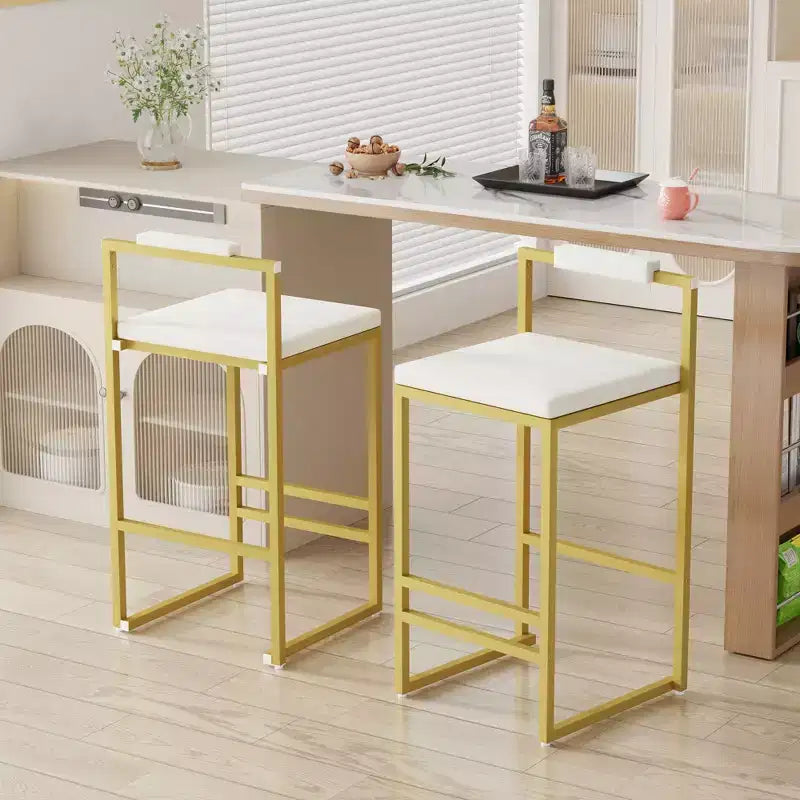 Lot de 2 tabourets de bar modernes en velours rembourrés avec repose-pieds