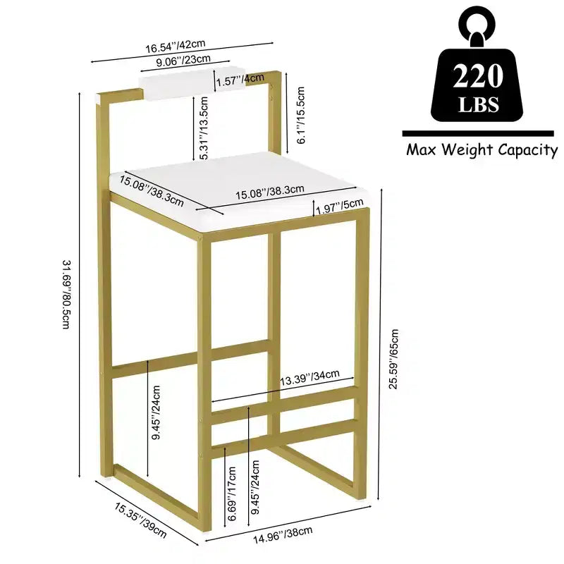 Lot de 2 tabourets de bar modernes en velours rembourrés avec repose-pieds
