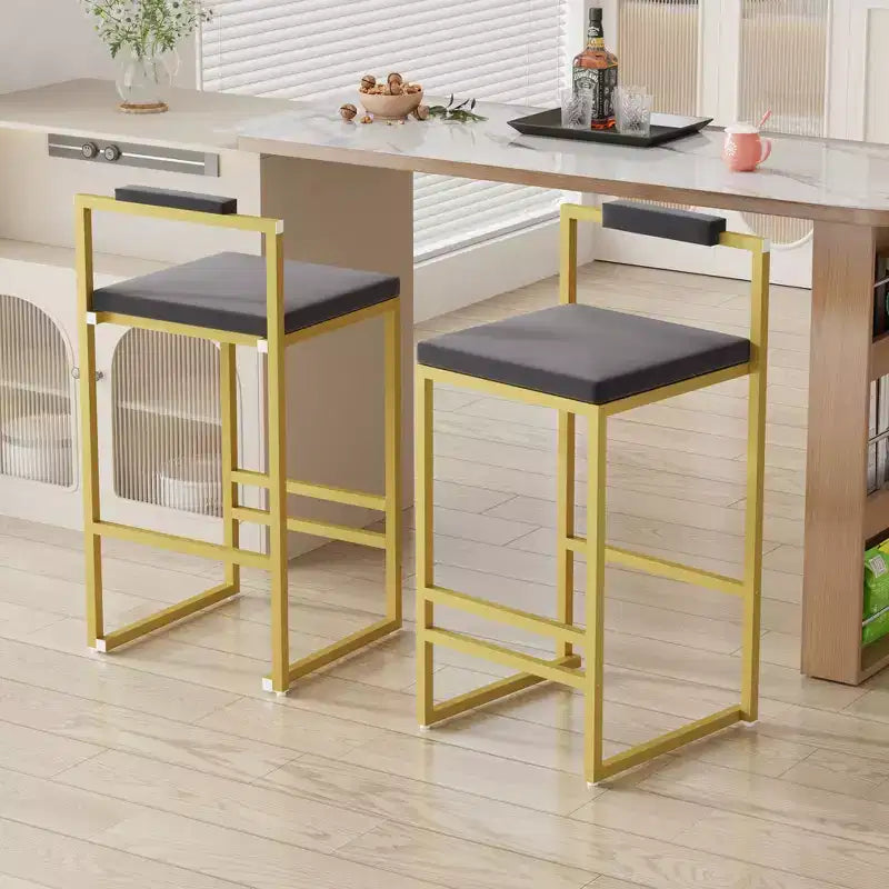 Lot de 2 tabourets de bar modernes en velours rembourrés avec repose-pieds
