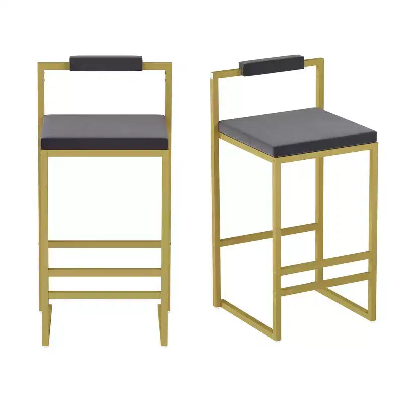 Lot de 2 tabourets de bar modernes en velours rembourrés avec repose-pieds
