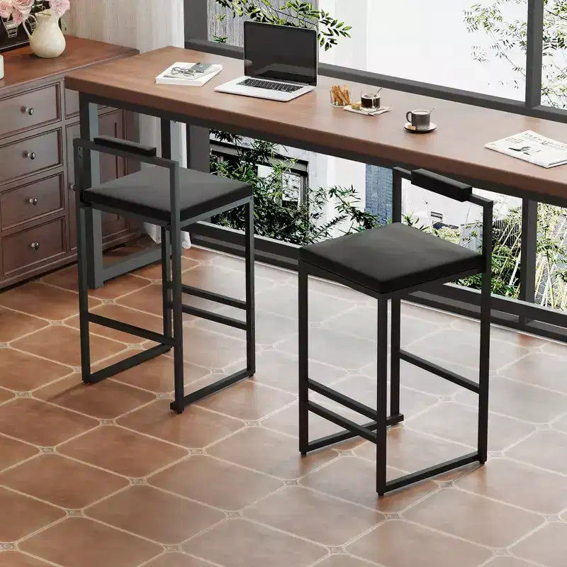 Lot de 2 tabourets de bar modernes en velours rembourrés avec repose-pieds