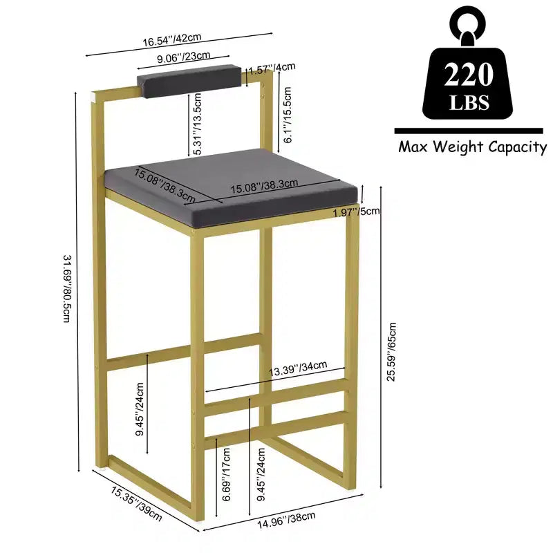 Lot de 2 tabourets de bar modernes en velours rembourrés avec repose-pieds