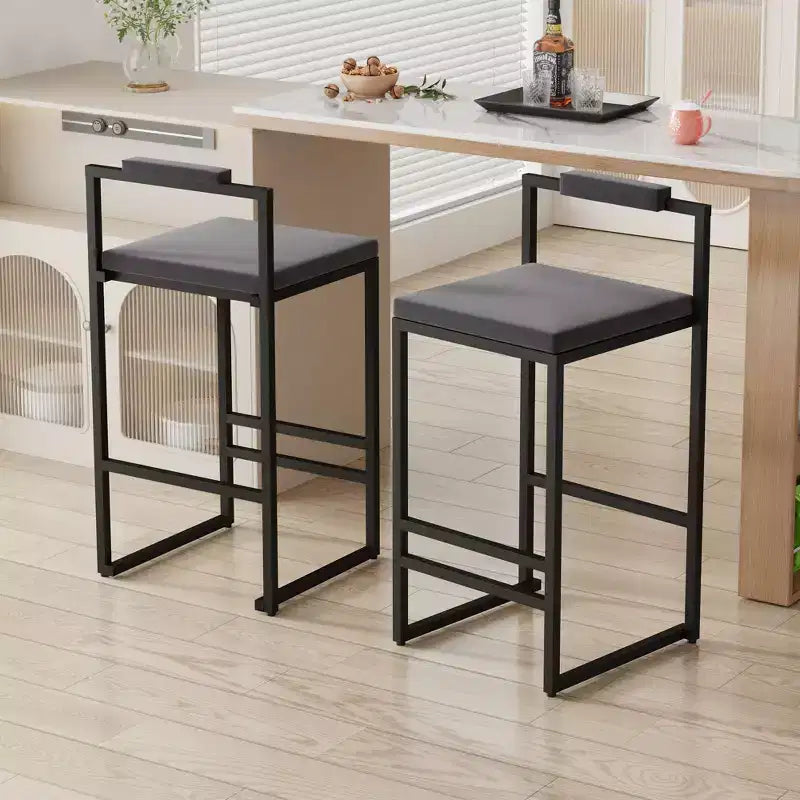 Lot de 2 tabourets de bar modernes en velours rembourrés avec repose-pieds