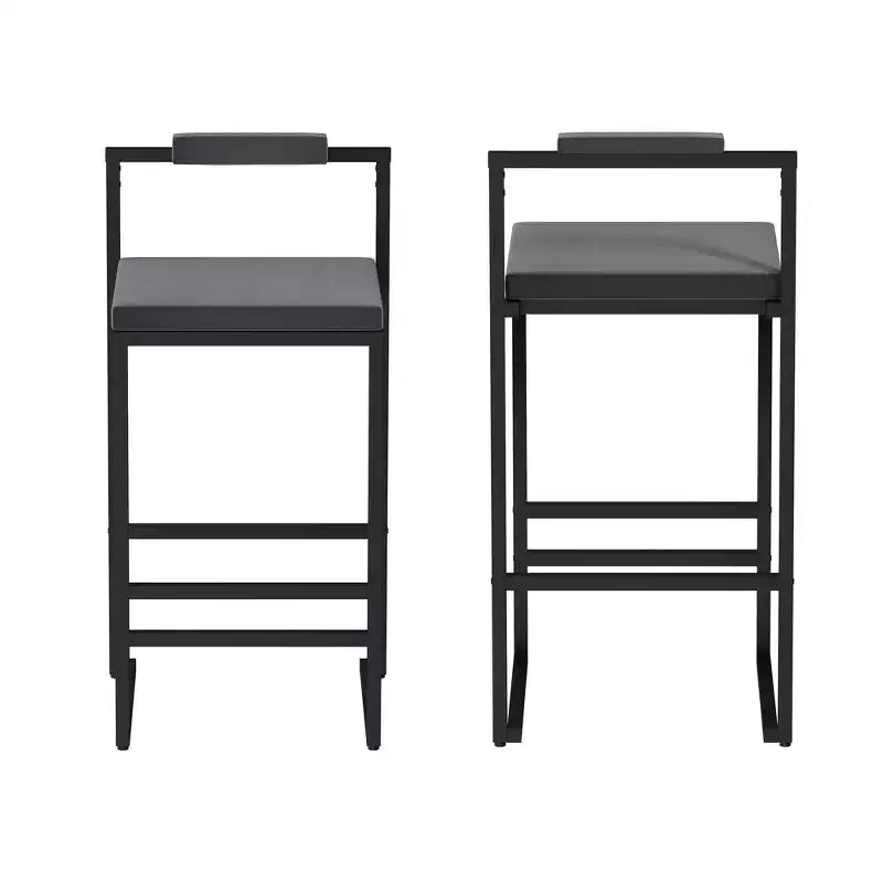 Lot de 2 tabourets de bar modernes en velours rembourrés avec repose-pieds
