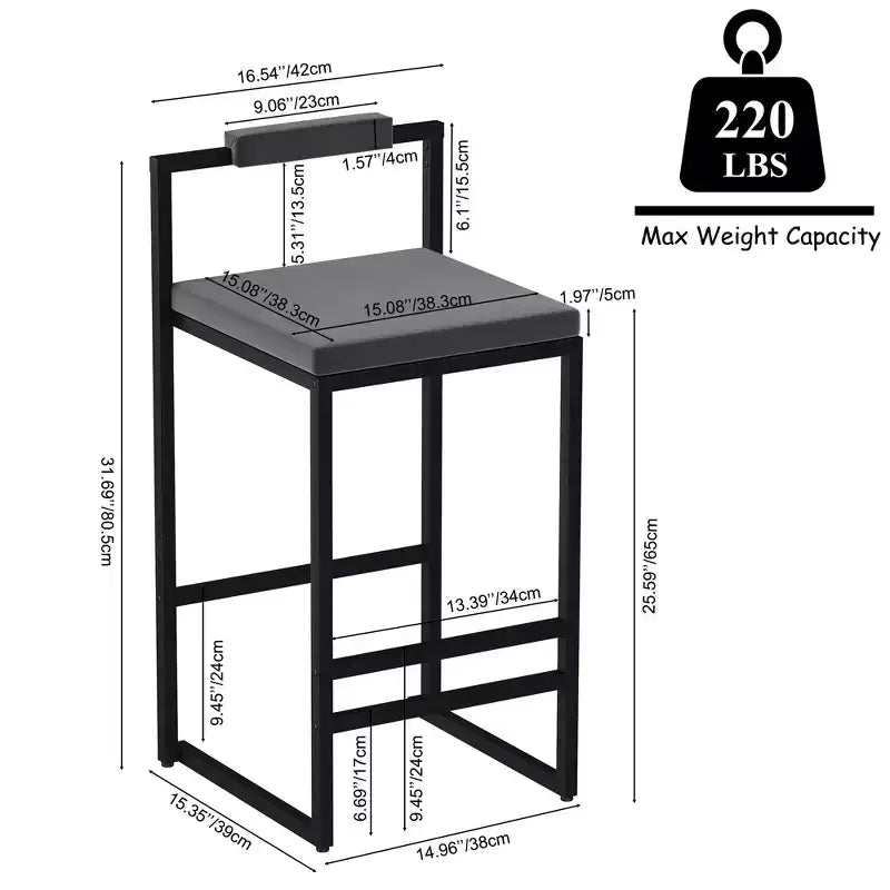 Lot de 2 tabourets de bar modernes en velours rembourrés avec repose-pieds