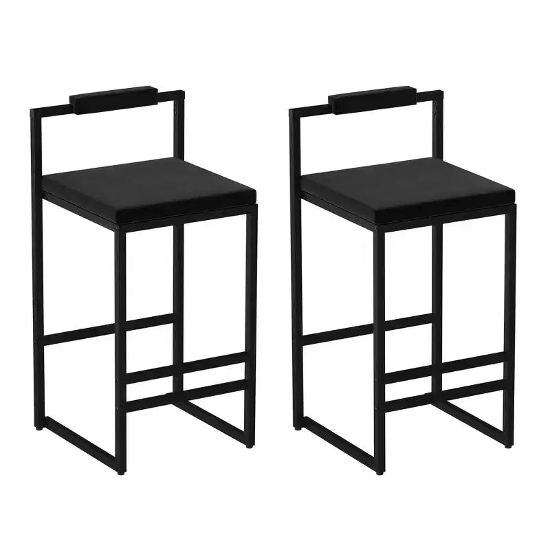 Lot de 2 tabourets de bar modernes en velours rembourrés avec repose-pieds