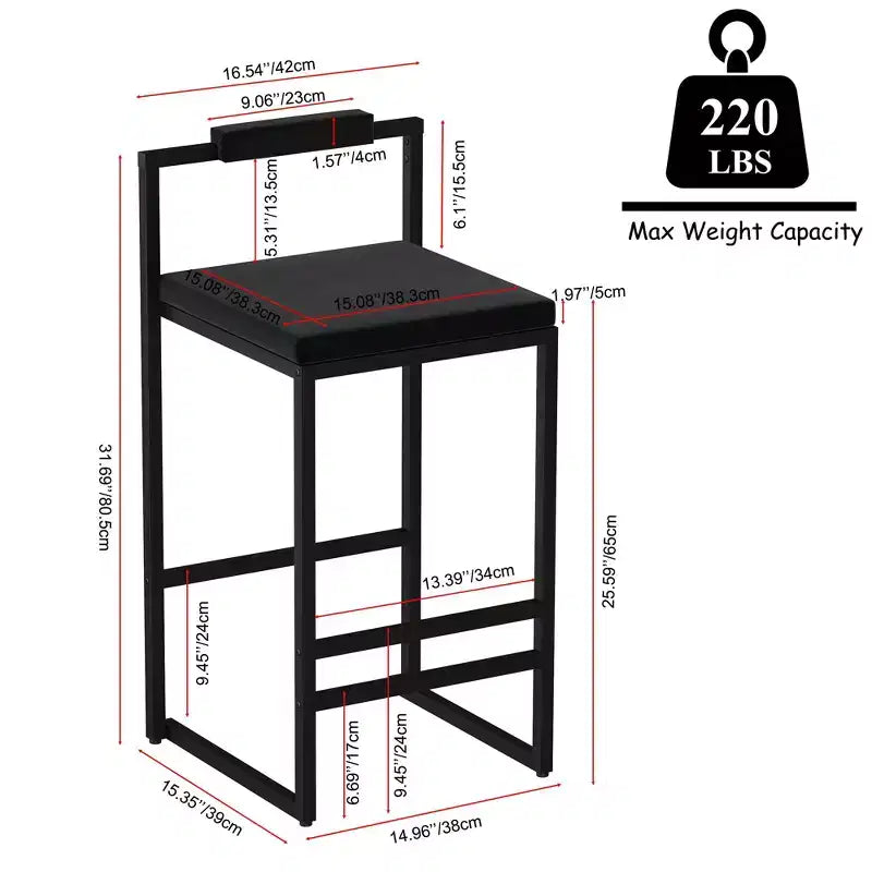 Lot de 2 tabourets de bar modernes en velours rembourrés avec repose-pieds