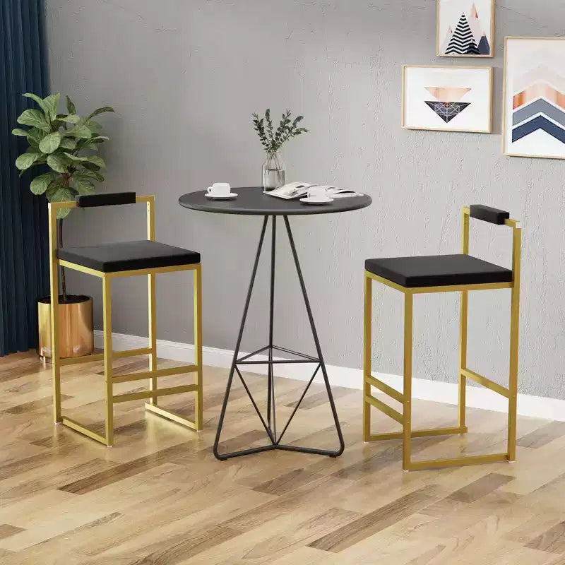 Lot de 2 tabourets de bar modernes en velours rembourrés avec repose-pieds