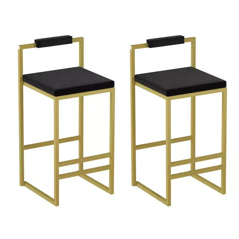 Lot de 2 tabourets de bar modernes en velours rembourrés avec repose-pieds