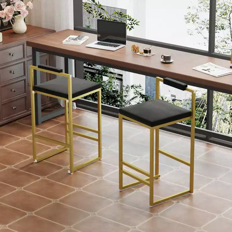 Lot de 2 tabourets de bar modernes en velours rembourrés avec repose-pieds