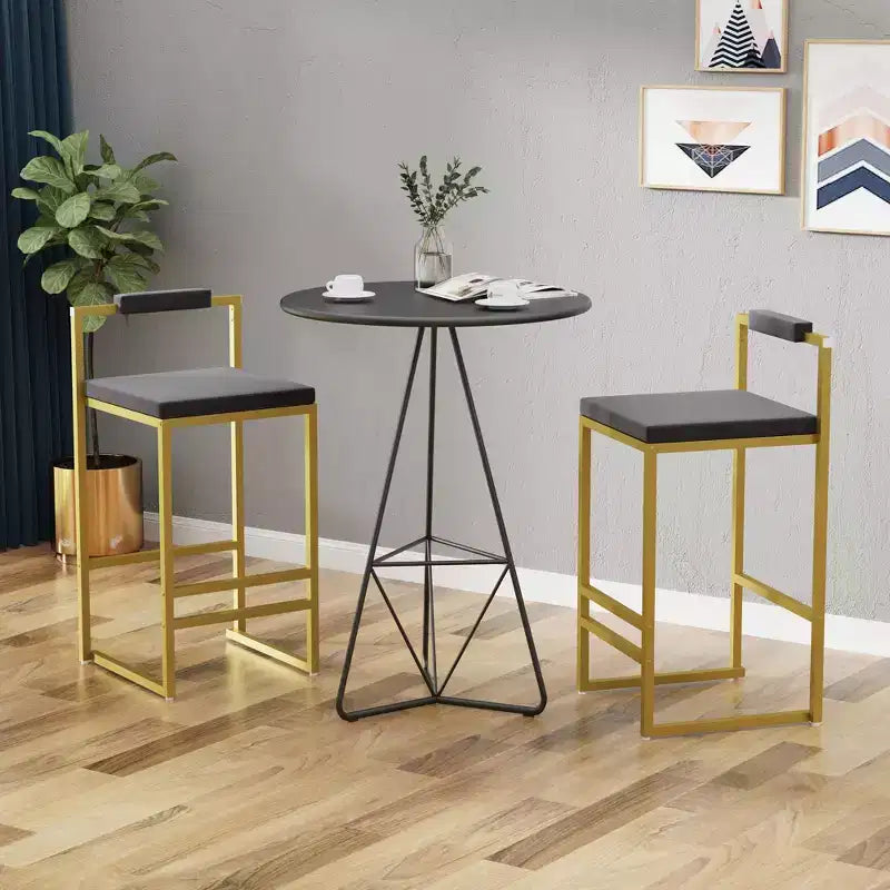 Lot de 2 tabourets de bar modernes en velours rembourrés avec repose-pieds