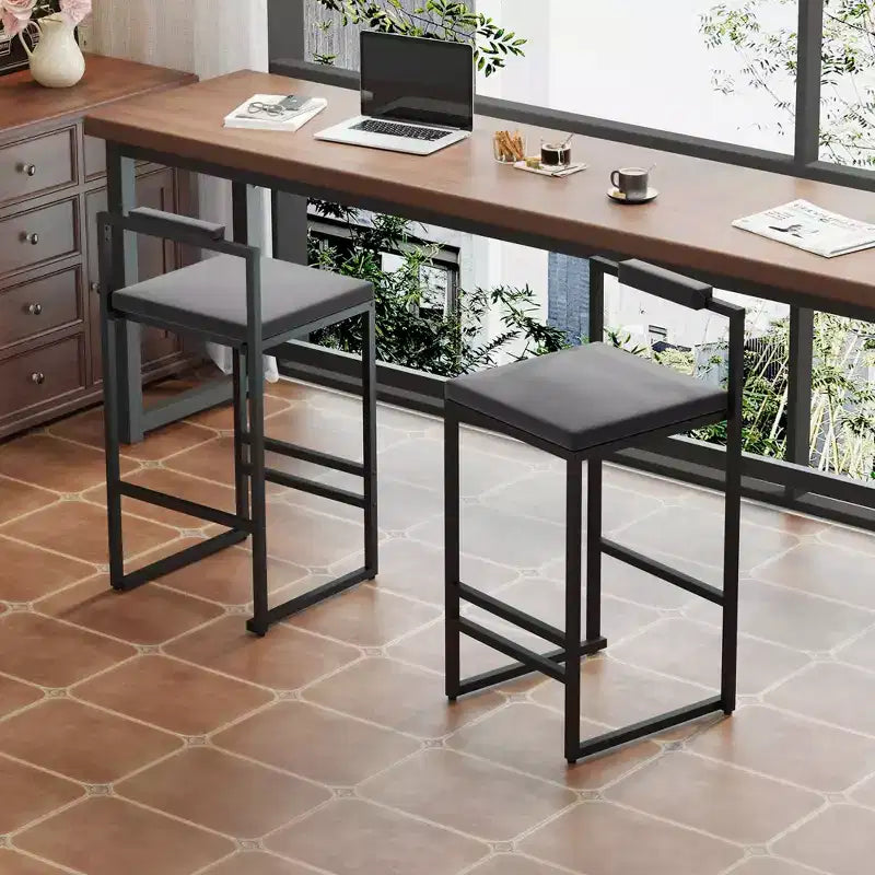 Lot de 2 tabourets de bar modernes en velours rembourrés avec repose-pieds