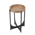 Brown Tray Top Accent Table with Black Geometric Base 15x15x22