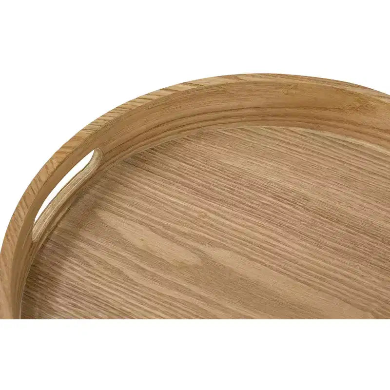 Table d'appoint à plateau marron avec piètement géométrique noir