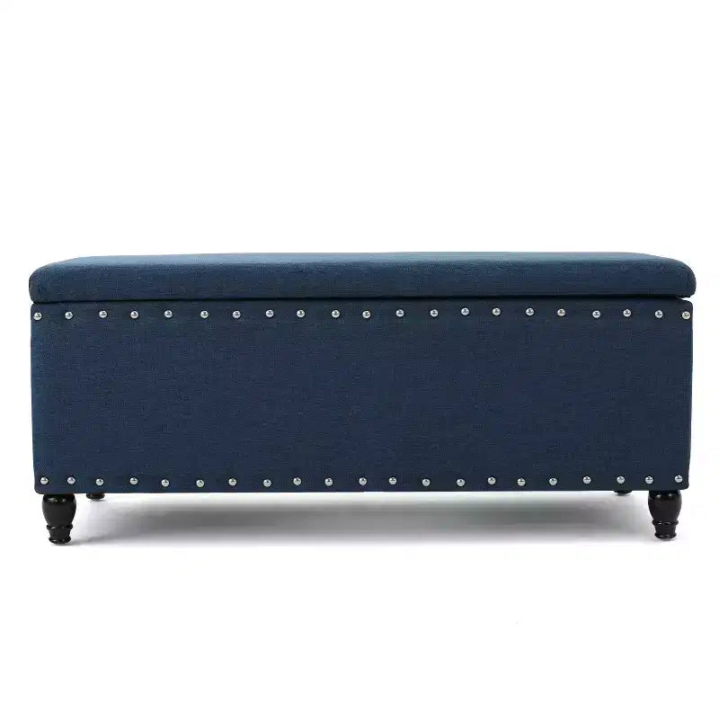 Banc coffre de rangement moderne décoré de clous décoratifs, avec grand espace de rangement
