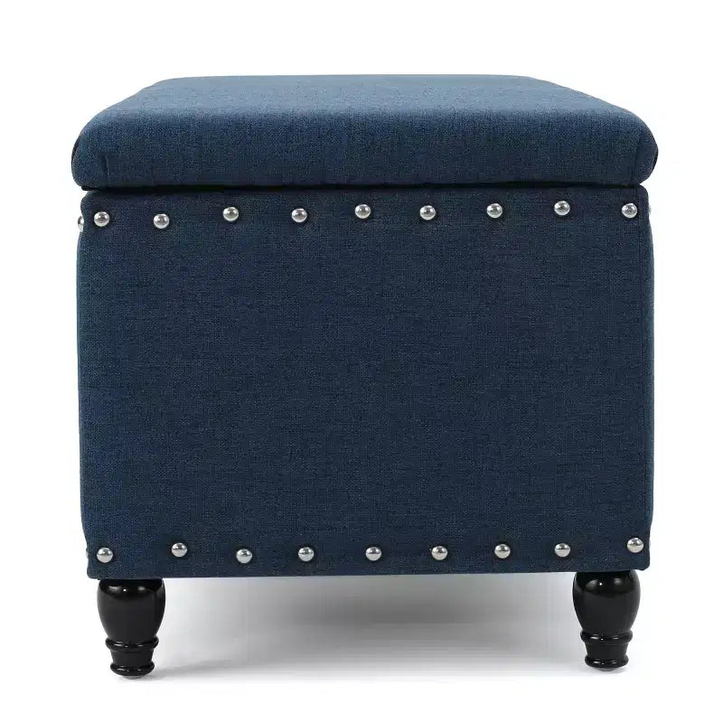 Banc coffre de rangement moderne décoré de clous décoratifs, avec grand espace de rangement