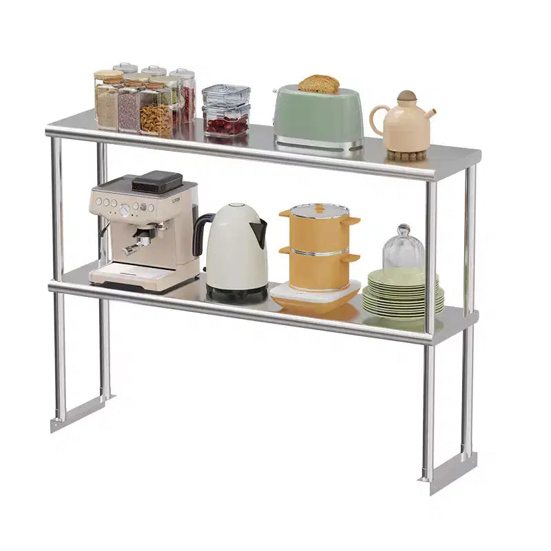 Stainless Steel Double-Layer Kitchen Storage Rack, Commercial Adjustable 2-Layer Storage Rack, Suitable for Kitchen Food Prep Tables and Workbenches