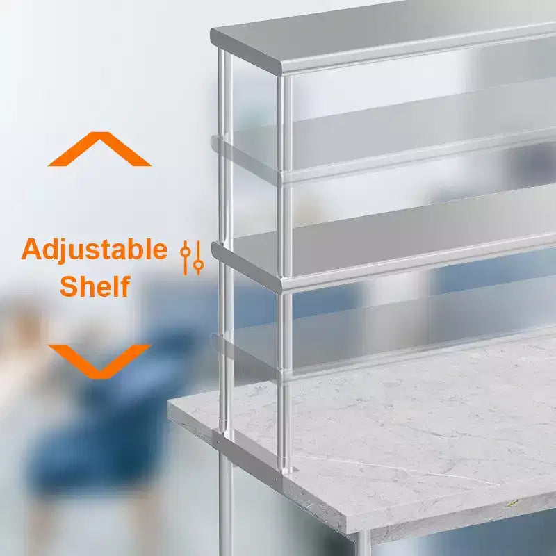 Étagère de rangement de cuisine double couche en acier inoxydable