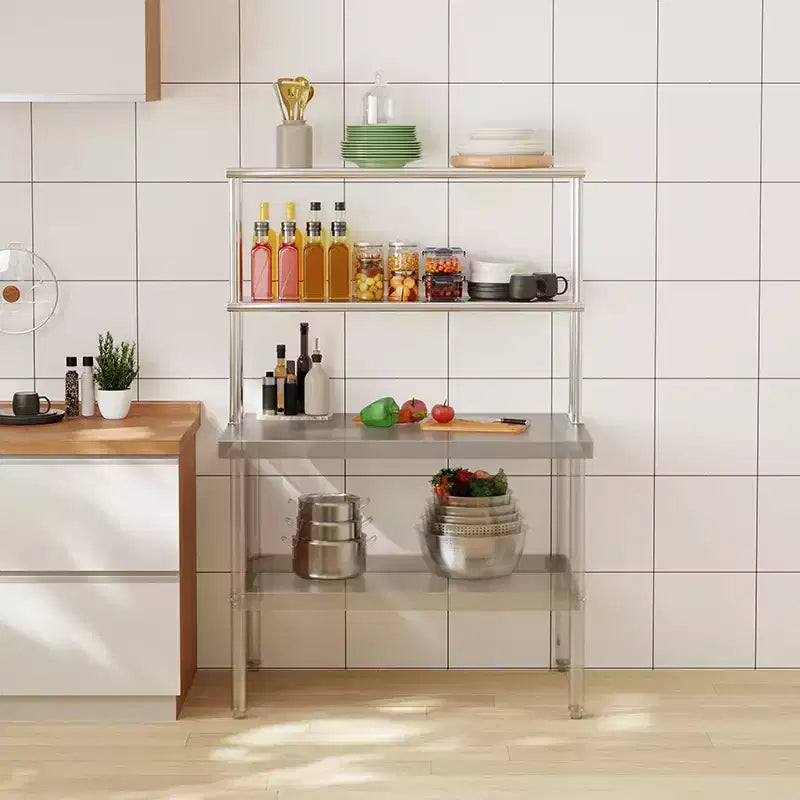 Étagère de rangement de cuisine double couche en acier inoxydable