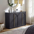 Arched 6 Drawers Dresser for Bedroom, 47.3 Wide Wooden Dresser with Metal Handle, Modern Storage Organizer for Bedroom, Living Room, Hallway