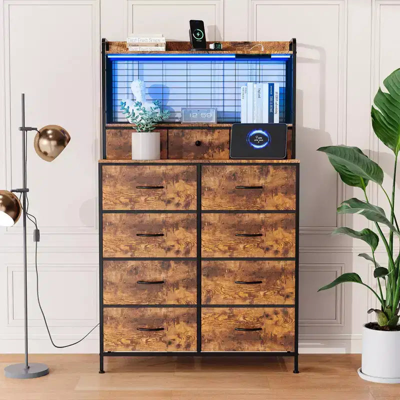 Commode élégante avec 11 tiroirs en tissu, organisateur de rangement industriel